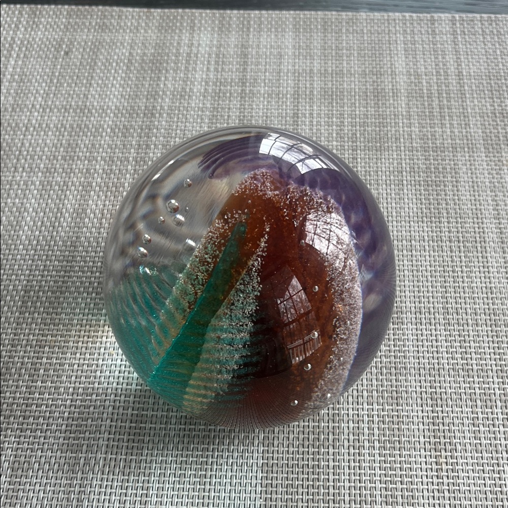 Handcrafted Caithness Scottish Glass Sphere with Multicolor Design